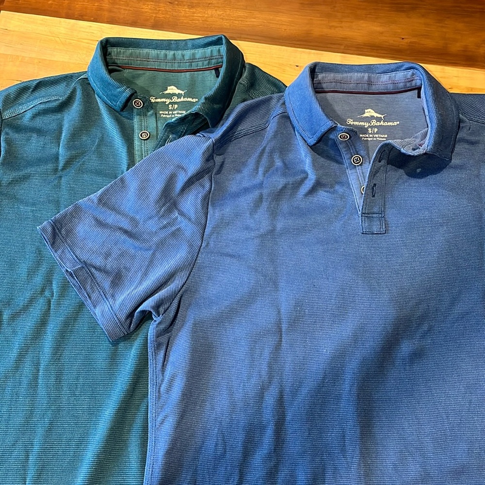 Tommy Bahama Blue and Teal Polo Shirts